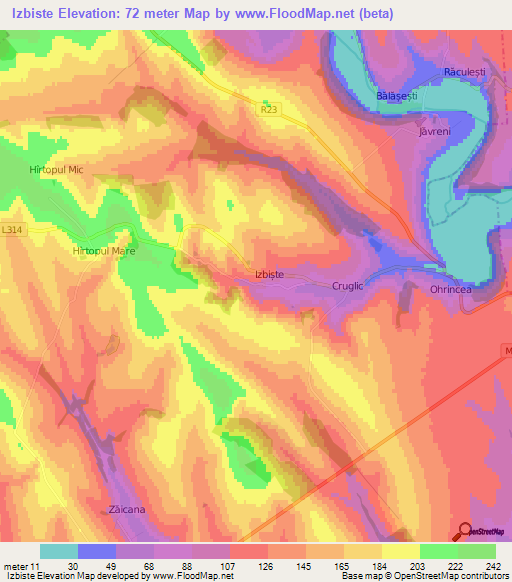 Izbiste,Moldova Elevation Map