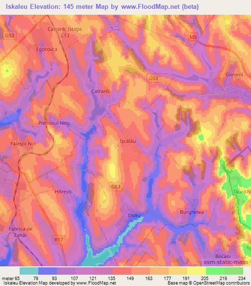 Iskaleu,Moldova Elevation Map