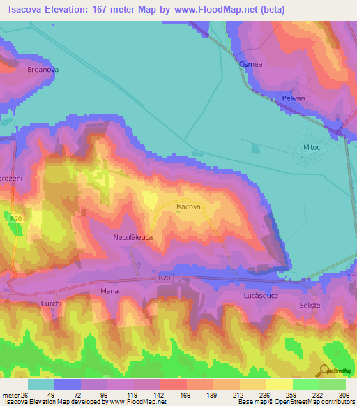 Isacova,Moldova Elevation Map