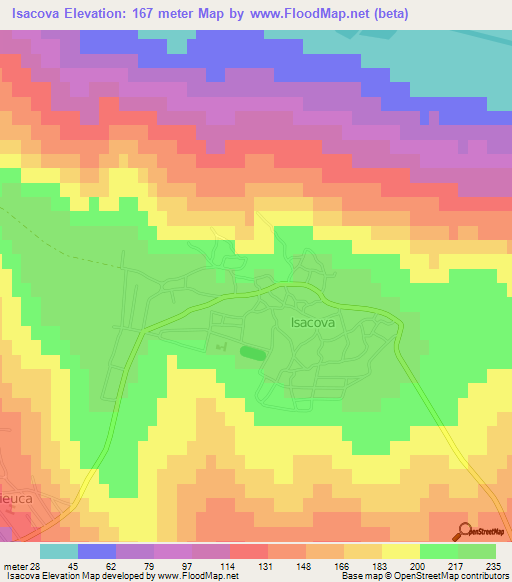 Isacova,Moldova Elevation Map