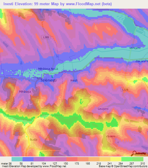 Inesti,Moldova Elevation Map