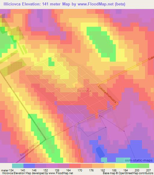 Illiciovca,Moldova Elevation Map