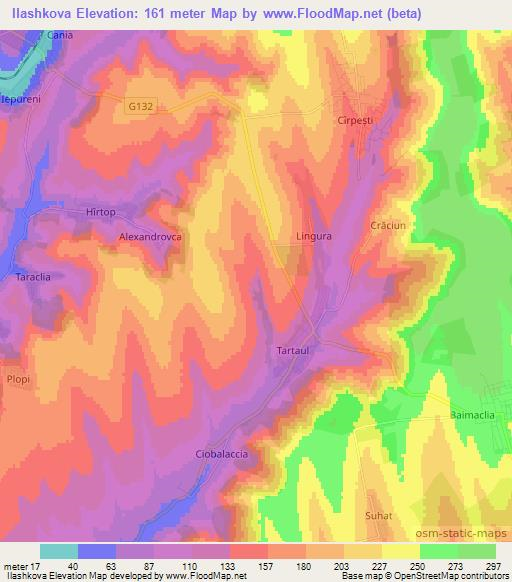 Ilashkova,Moldova Elevation Map