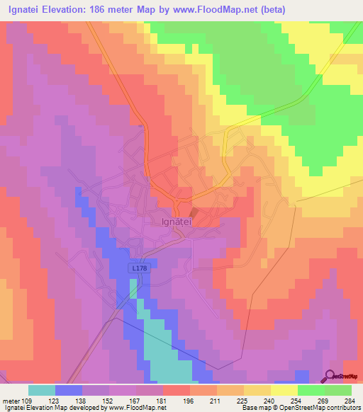 Ignatei,Moldova Elevation Map