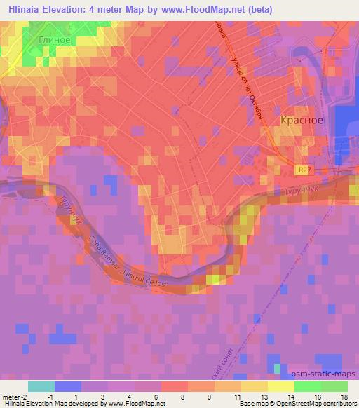 Hlinaia,Moldova Elevation Map