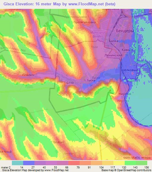 Gisca,Moldova Elevation Map