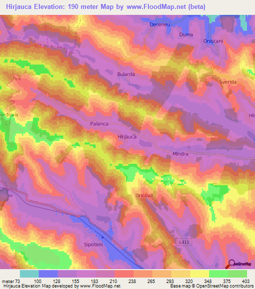 Hirjauca,Moldova Elevation Map