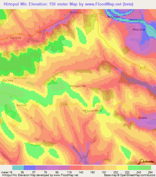 Hirtopul Mic,Moldova Elevation Map