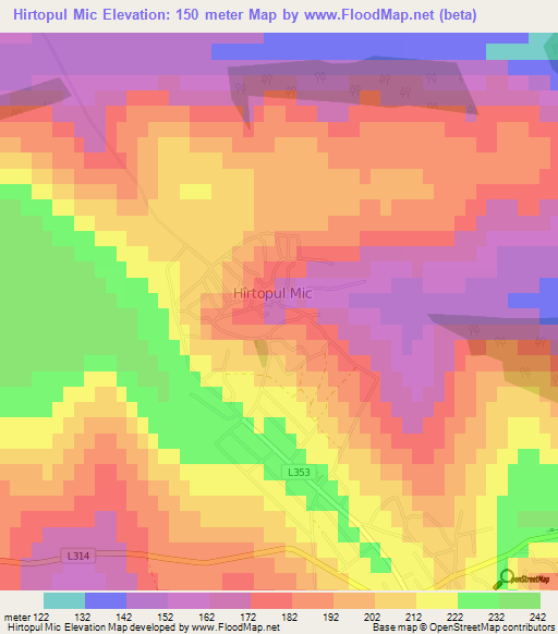 Hirtopul Mic,Moldova Elevation Map