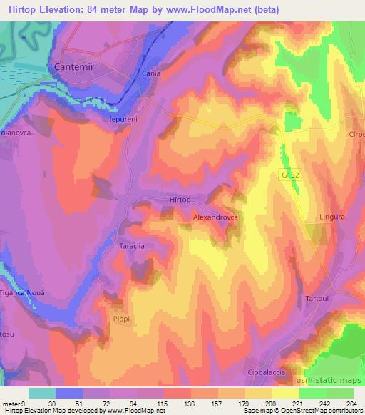 Hirtop,Moldova Elevation Map