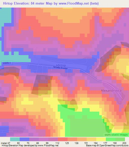 Hirtop,Moldova Elevation Map