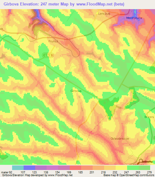 Girbova,Moldova Elevation Map