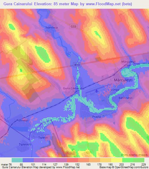 Gura Cainarului,Moldova Elevation Map