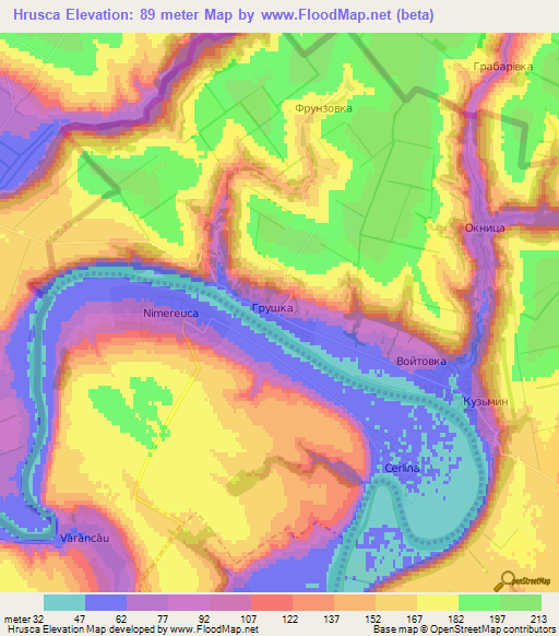 Hrusca,Moldova Elevation Map