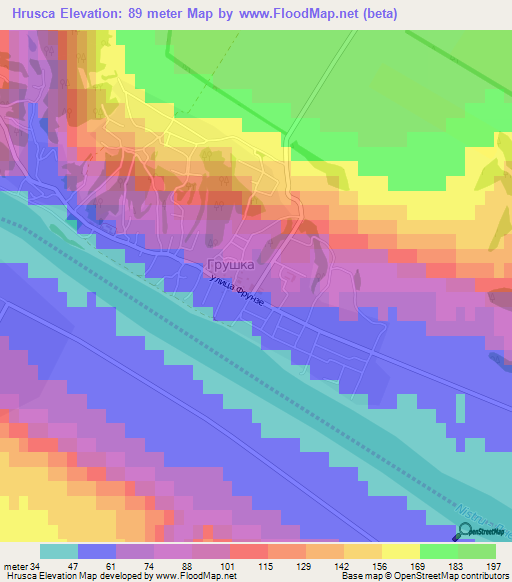 Hrusca,Moldova Elevation Map