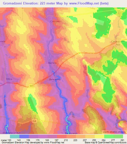 Gromadzeni,Moldova Elevation Map