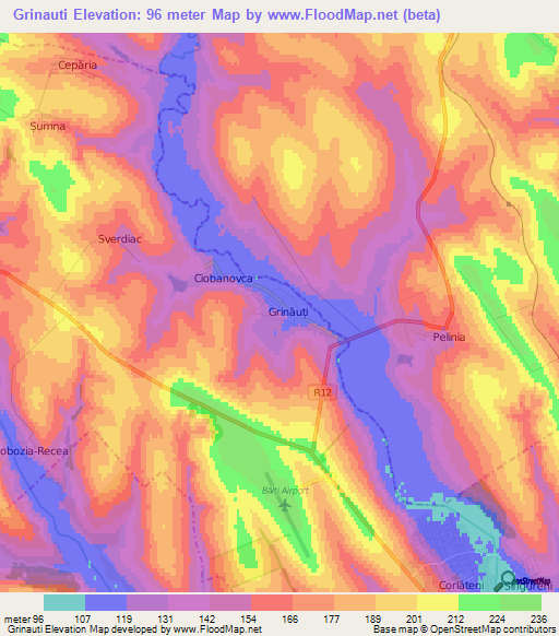 Grinauti,Moldova Elevation Map