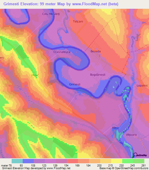 Grimesti,Moldova Elevation Map