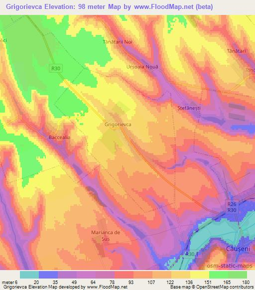 Grigorievca,Moldova Elevation Map