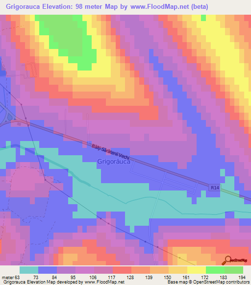 Grigorauca,Moldova Elevation Map