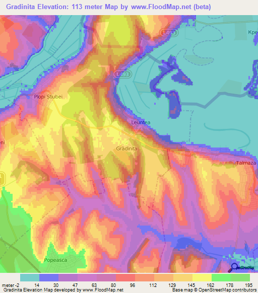 Gradinita,Moldova Elevation Map