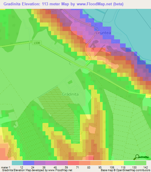 Gradinita,Moldova Elevation Map