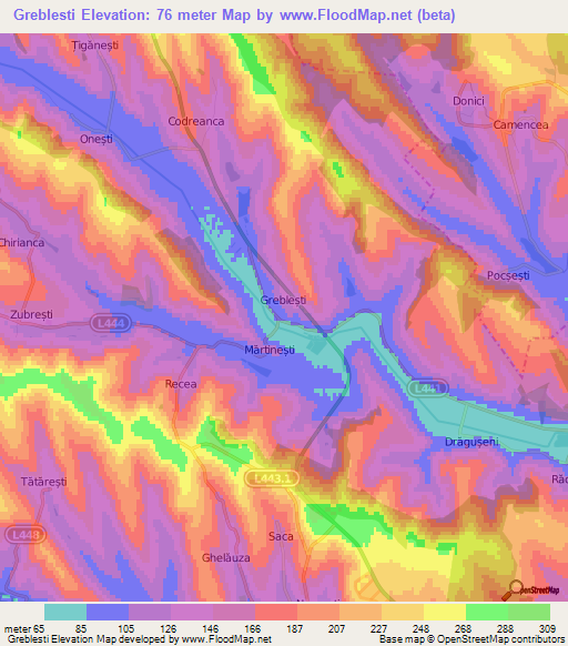 Greblesti,Moldova Elevation Map