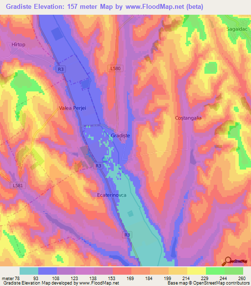 Gradiste,Moldova Elevation Map