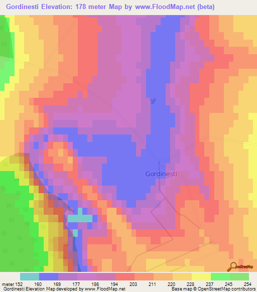 Gordinesti,Moldova Elevation Map