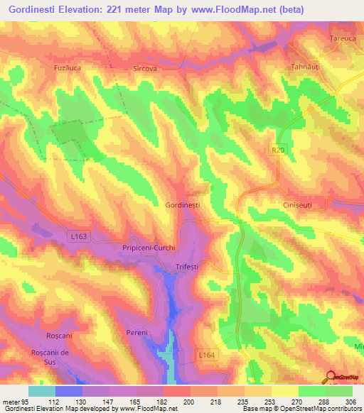 Gordinesti,Moldova Elevation Map