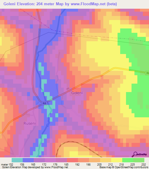 Goleni,Moldova Elevation Map