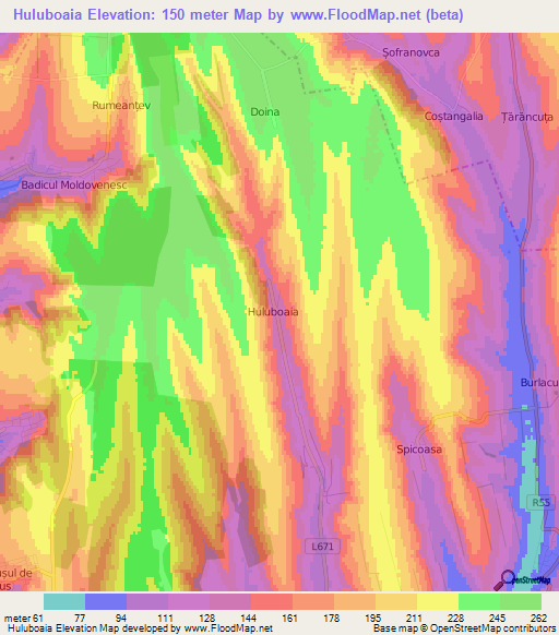 Huluboaia,Moldova Elevation Map