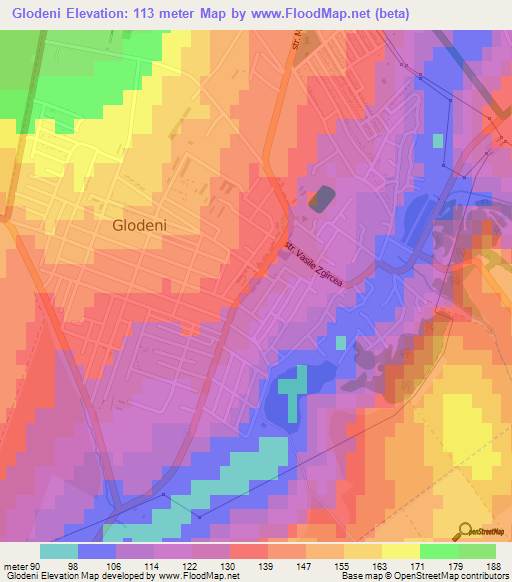 Glodeni,Moldova Elevation Map