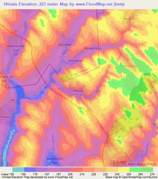 Hlinaia,Moldova Elevation Map