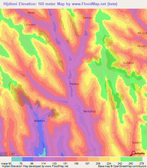 Hijdieni,Moldova Elevation Map