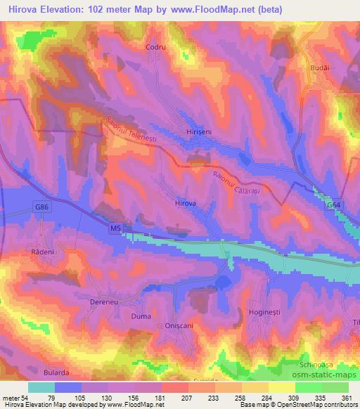 Hirova,Moldova Elevation Map