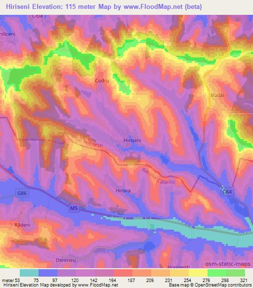 Hiriseni,Moldova Elevation Map