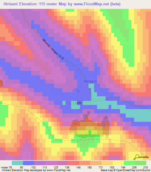 Hiriseni,Moldova Elevation Map