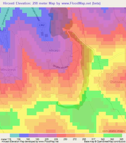 Hircesti,Moldova Elevation Map