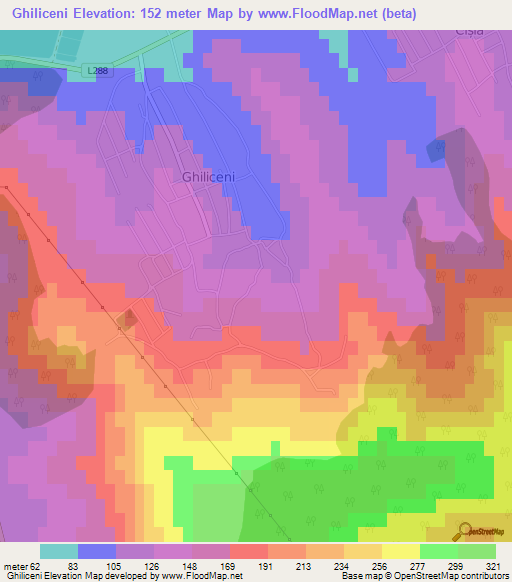 Ghiliceni,Moldova Elevation Map