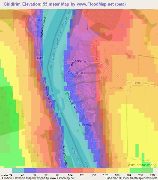 Ghidirim,Moldova Elevation Map