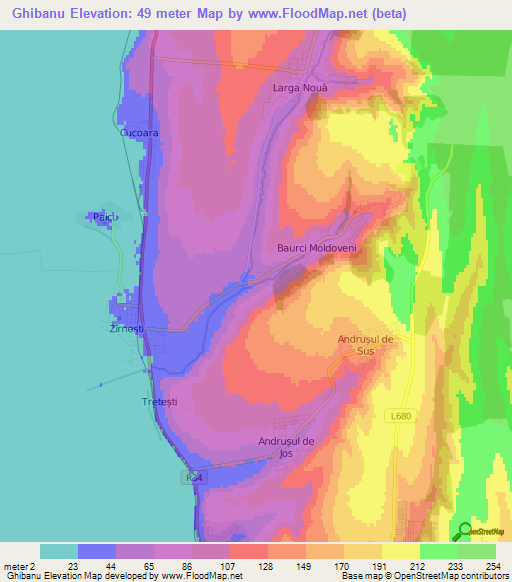 Ghibanu,Moldova Elevation Map