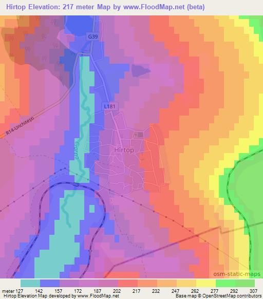 Hirtop,Moldova Elevation Map