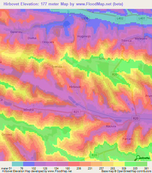 Hirbovet,Moldova Elevation Map