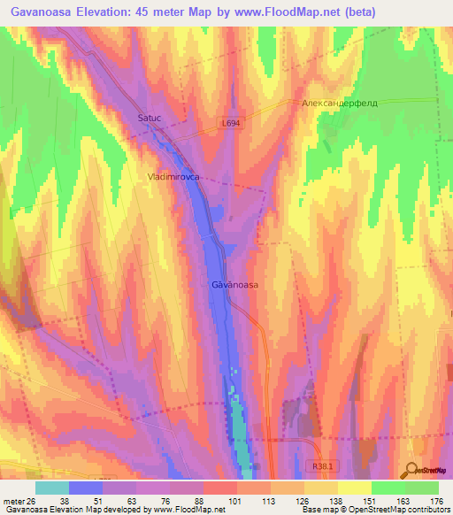 Gavanoasa,Moldova Elevation Map