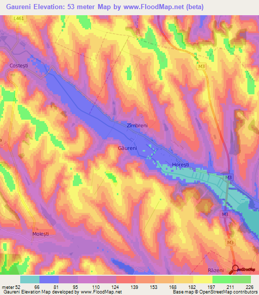 Gaureni,Moldova Elevation Map