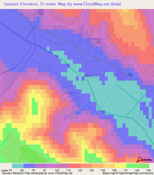 Gaureni,Moldova Elevation Map