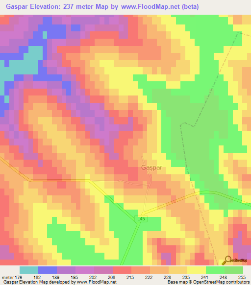 Gaspar,Moldova Elevation Map