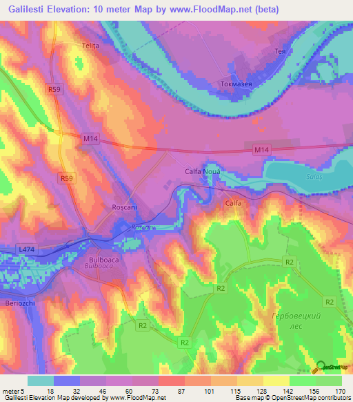 Galilesti,Moldova Elevation Map