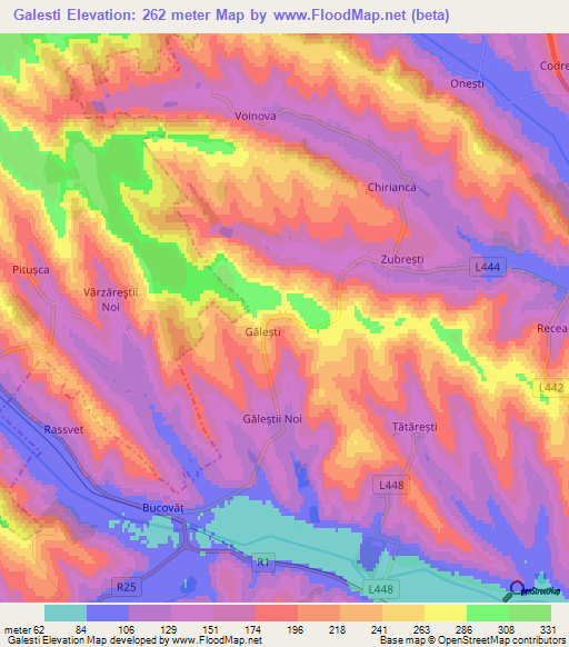 Galesti,Moldova Elevation Map